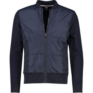 BOSS vest donkerblauw uni normale fit katoen rits