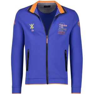 Portofino GP vest blauw rits effen katoen stretch