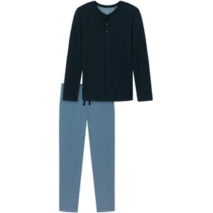 Schiesser pyjama lang geprint katoen blauw