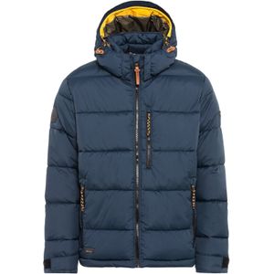 winterjas Camel Active donkerblauw effen rits wijde fit