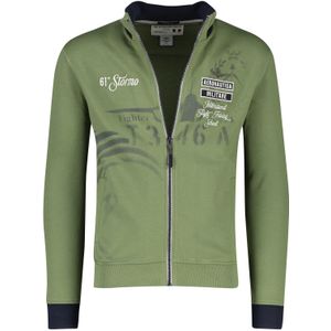 Aeronautica Militare vest groen logo geprint katoen opstaande kraag rits