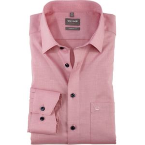 katoenen Olymp business overhemd wijde fit geprint roze
