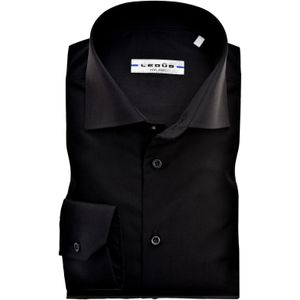 Ledub overhemd zwart Slim Fit strijkvrij