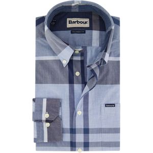 Barbour overhemd borstzakje blauw geruit katoen