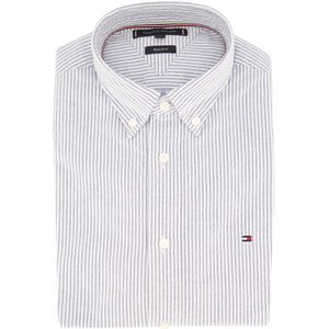 Tommy Hilfiger casual overhemd lichtblauw gestreept katoen Regular Fit