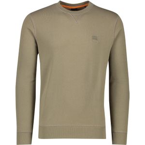 sweater Hugo Boss ronde hals beige effen katoen