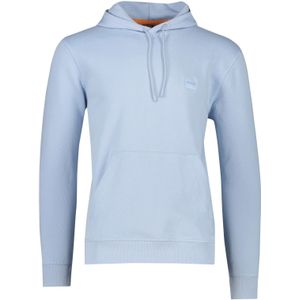 Lichtblauwe Hugo Boss sweater effen katoen hoodie