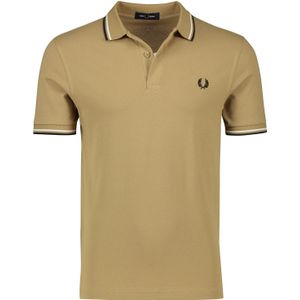Fred Perry polo normale fit bruin met details effen katoen