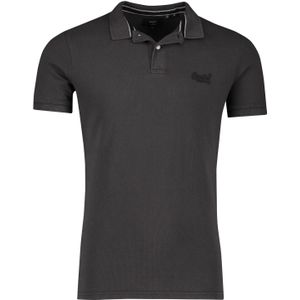 Superdry polo normale fit zwart effen katoen