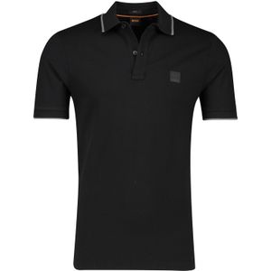 Passertip BOSS polo slim fit zwart korte mouw katoen 2-knoops