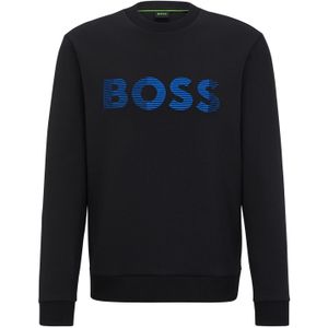 Hugo Boss sweater ronde hals zwart met print katoen