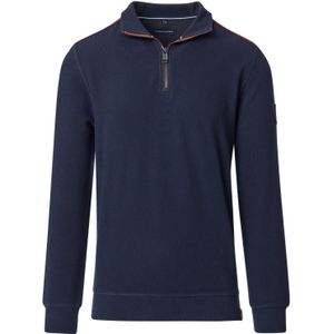 sweater Casa Moda blauw half zip met structuur