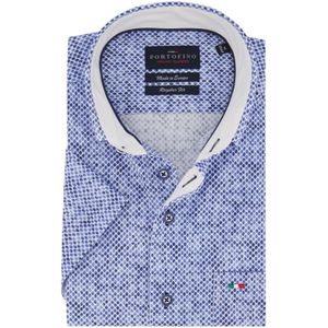 Portofino casual overhemd korte mouw  blauw met motief