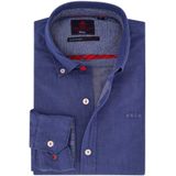 New Zealand casual overhemd normale fit blauw effen katoen button-down boord