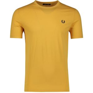 Fred Perry t-shirt geel  met logo korte mouw katoen