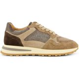 Giorgio sneakers effen leer bruin en grijs structuur
