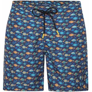 A Fish Named Fred - Zwemshort - Donkerblauw - 100% Polyester - Vissenprint