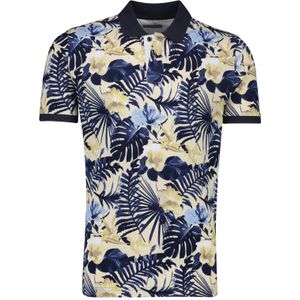 Pierre Cardin polo normale fit donkerblauw geel geprint katoen