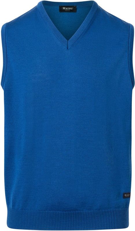Maerz 100% wollen slipover blauw wijde fit