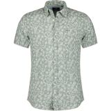 New Zealand casual overhemd korte mouw normale fit groen linnen geprint