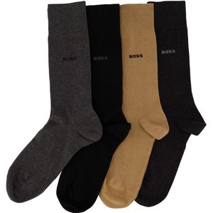 Hugo Boss sokken zwart/beige/grijs 4-pack katoen