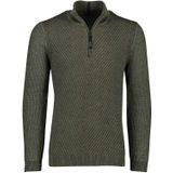 Vanguard sweater opstaande kraag halfzip groen katoen