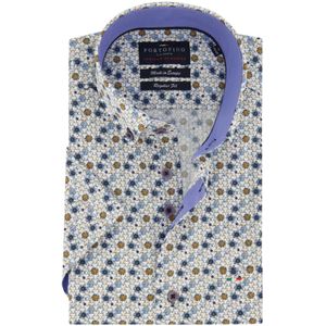 Portofino overhemd korte mouw wijde fit blauw geprint