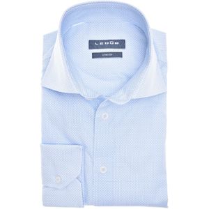 Overhemd ledub mouwlengte 7 normale fit lichtblauw geprint katoen