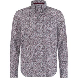 State of Art casual overhemd rood geprint katoen wijde fit button-down boord