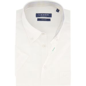 Ledub modern fit wit katoen korte mouw overhemd