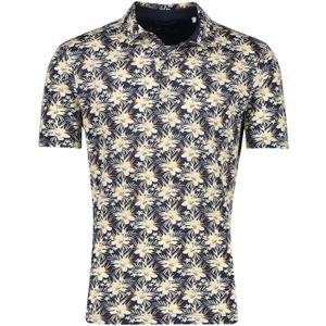 Brax korte mouw polo 3-knoops normale fit pico donkerblauw geprint