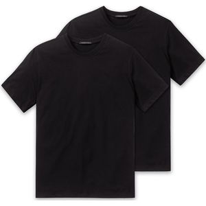 Schiesser t-shirt effen zwart ronde hals 2-pack Essentials
