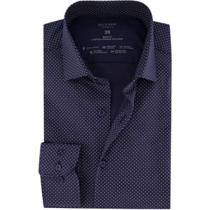 Overhemd Olymp slim fit donkerblauw geprint katoen