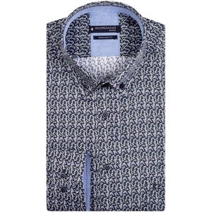 Giordano casual overhemd wijde fit donkerblauw met print katoen