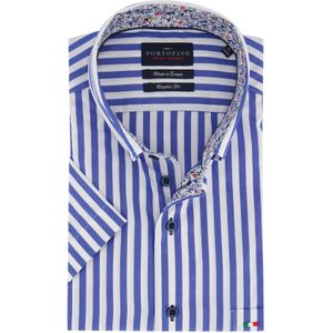 Portofino overhemd met korte mouw gestreept Regular Fit
