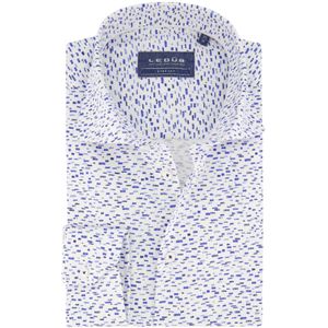 Ledub overhemd wit blauw geprint stretch