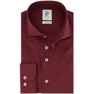 R2 business overhemd bordeaux effen wol slim fit