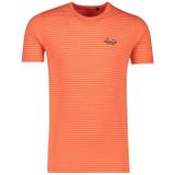 NZA t-shirt Wimbledon met logo wit oranje neon gestreept