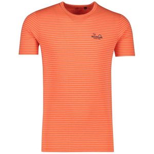 NZA t-shirt Wimbledon met logo wit oranje neon gestreept