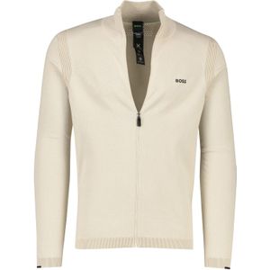 katoenen BOSS Green vest effen beige