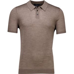 Cavallaro polo bruin effen gebreid merinowol slim fit