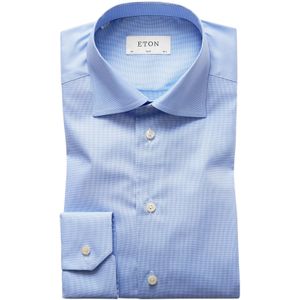 Eton overhemd dress blue pied de poule Slim