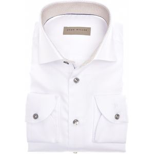 John Miller business overhemd wit effen 100% katoen slim fit strijkvrij