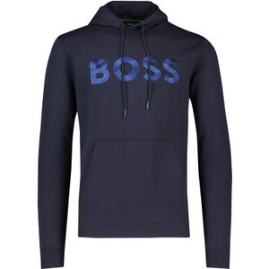Hugo Boss sweater blauw effen katoen hoodie