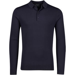 Cavallaro polo slim fit 4-knoops viscose donkerblauw effen