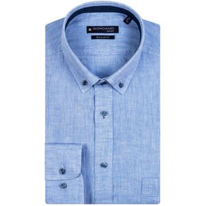 Giordano casual overhemd normale fit blauw effen 100% katoen