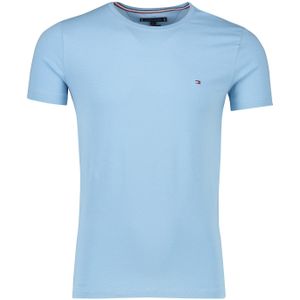 Katoenen Tommy Hilfiger t-shirt effen lichtblauw extra slim fit