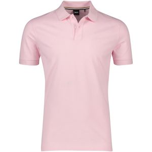 Hugo Boss polo zacht roze effen katoen normale fit