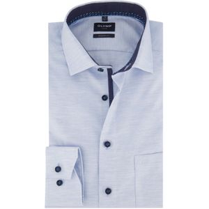 Olymp casual overhemd mouwlengte 7 Luxor Modern Fit lichtblauw effen katoen normale fit met borstzak