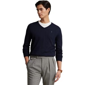 Ralph Lauren trui v-hals donkerblauw Slim Fit